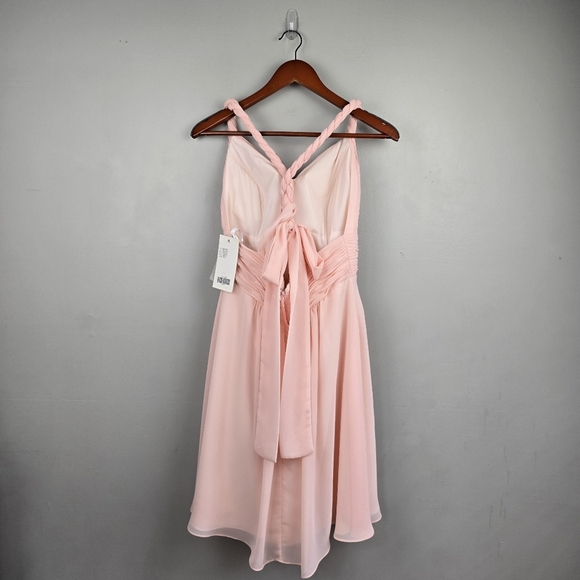 CHRISTINA WU Short Chiffon Dress Petal Pink‎ Womens Size 10 Blush Pastel Wedding - Picture 7 of 16